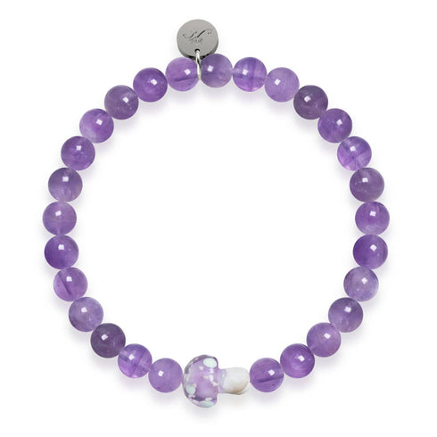 Améthyste | Argent sterling 925 | Bracelet en pierre précieuse Firefly Glass Mushroom